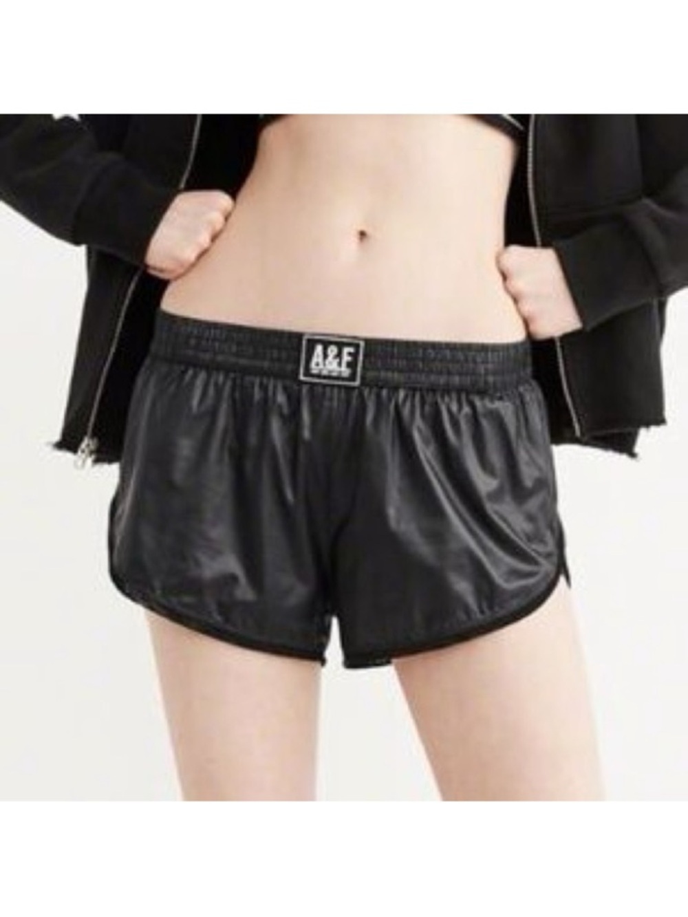 Abercrombie & Fitch Women's Black Satin Runner Shorts Size S New